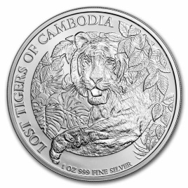 Потерянные тигры Камбоджи - серебро, 3000 риелей, 2023 год