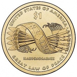 Стрелы и Пояс Гайавата - 1 доллар из серии Сакагавея (Индианка), США