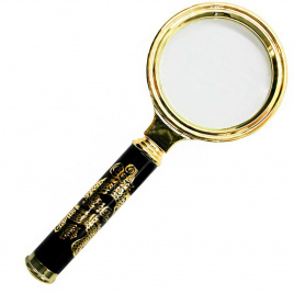 Лупа в золотой оправе "Magnifer", диаметр 80 мм.