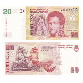 Аргентина 20 песо 1999-2013 годы