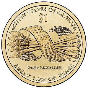 Стрелы и Пояс Гайавата - 1 доллар из серии Сакагавея (Индианка), США фото 1