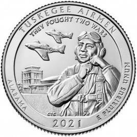 Пилоты из Таскиги, Алабама - Парки США, 2021, 25 центов