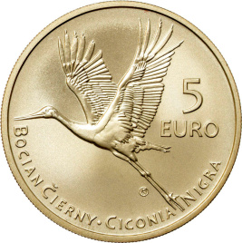 5 евро Словакия 2023 - Черный аист (в капсуле)