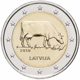 Корова - 2 евро, Латвия, 2016 год