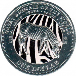 Зебра (цветная печать) - Фиджи, 1 доллар, 2009 год