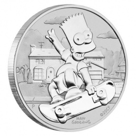 Барт Симпсон на скейте - Тувалу, 1 доллар, 2020 год
