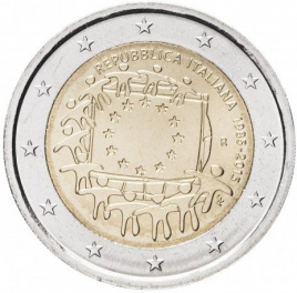 30 лет еврофлагу - 2 евро, Италия, 2015 год