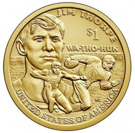 Джим Торп - 1 доллар из серии Сакагавея (Индианка) США