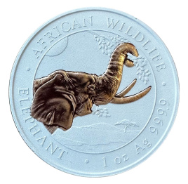 Африканский слон, 100 шиллингов, Сомали (позолота)