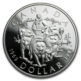 Охотник и собаками, 1 доллар, Канада, 1994 год