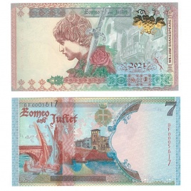 Тестовая банкнота РК "Ромео и Джульетта" 2021 в блистере