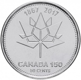 Кленовый лист (150 лет Конфедерации) - 50 центов 2017 год, Канада