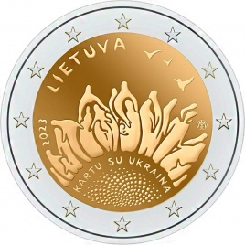 2 евро Литва 2023 - Вместе с Украиной