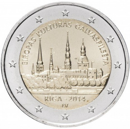 Рига - 2 евро, Латвия, 2014 год