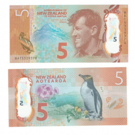 Новая Зеландия 5 долларов 2015 год (полимер, Эдмунд Хиллари)