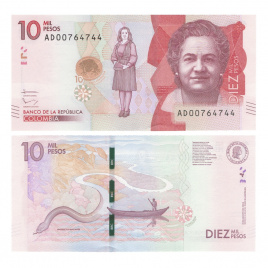 Колумбия 10 тысяч песо 2016 год