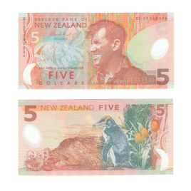 Новая Зеландия 5 долларов 1999-2014 гг (старый дизайн)