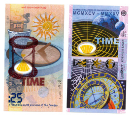 Тестовая банкнота TIME:25 ВРЕМЯ - 30 лет Банкнотной фабрике РК