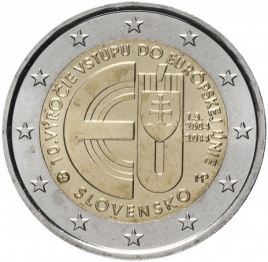 10 лет в ЕС - 2 евро, Словакия, 2014 год