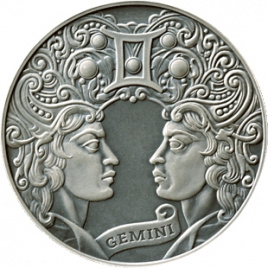Близнецы (Gemini) - серия "Зодиакальный гороскоп", 1 рубль 2014 год, Беларусь