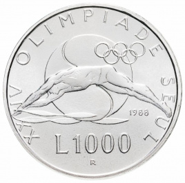 Сан-Марино 1000 лир 1988 - Олимпиада в Сеуле XXIV