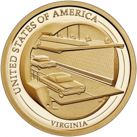 Американские инновации - Мост-тоннель | Вирджиния | 1 доллар | 2021 год