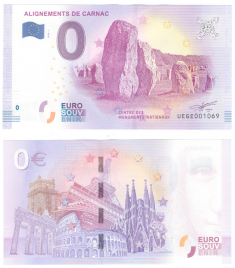 0 евро (euro) сувенирные - Карнакские камни (Франция), 2018 год