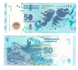 Аргентина 50 песо 2015 год (Юбилейная)