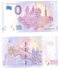 0 евро (euro) сувенирные - Папа Римский Франциск, 2018 год