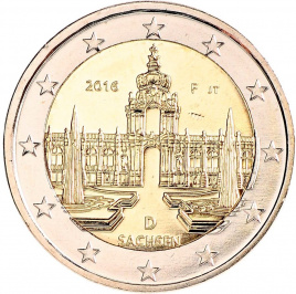2 евро Германия 2016 - Саксония, дворец Цвингер