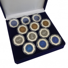 Набор монет «Знаки зодиака», Казахстан, 12 монет в бархатной коробке
