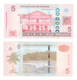Суринам 5 долларов 2012 год
