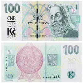 Чехия 100 крон 1993-2018 годы
