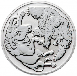 Бык и медведь - Австралия, 1 доллар, 2020 год