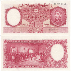 Аргентина 10 песо 1963 год