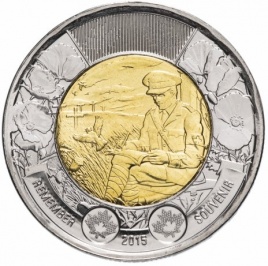 100 лет стихотворению "На полях Фландрии" - 2 доллара 2015 год, Канада