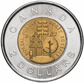 Тайга - половина суши Канады, 2 доллара 2011 год, Канада