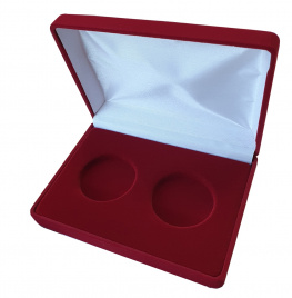 Бархатная подарочная коробка на 2 монеты (диаметр 44 мм)