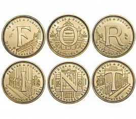 Набор монет Венгрия-5 форинтов, 2021 год (F-O-R-I-N-T)