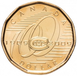100 лет хоккейному клубу Монреаль Канадиенс - 1 доллар 2009 год, Канада