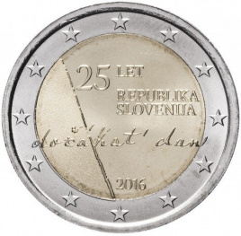25 лет Словении - 2 евро, Словения, 2016 год 