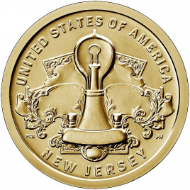 Американские Инновации "Лампа накаливания Эдисона (Нью-Джерси)" - 1 доллар, 2019 год, США