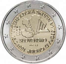20 лет формирования Вишеградской группы - 2 евро, Словакия, 2011 год
