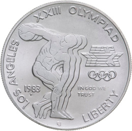 XXIII летние Олимпийские Игры в Лос-Анджелесе "Дискобол" - США, 1 доллар, 1983 год