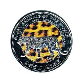 Леопард (цветная печать) - Фиджи, 1 доллар, 2009 год