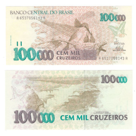 Бразилия 100000 крузейро 1990 год