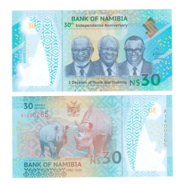 Намибия 30 долларов 2020 год (юбилейная, полимер)