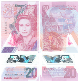 Карибские острова 20 долларов 2019 год (полимер)