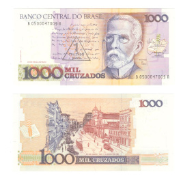 Бразилия 1000 крузадо (1 крузадо ново) 1989 год (с надпечаткой)