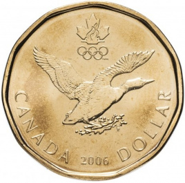 Олимпийские игры 2006, утка (Lucky Loony) - 1 доллар 2006 год, Канада